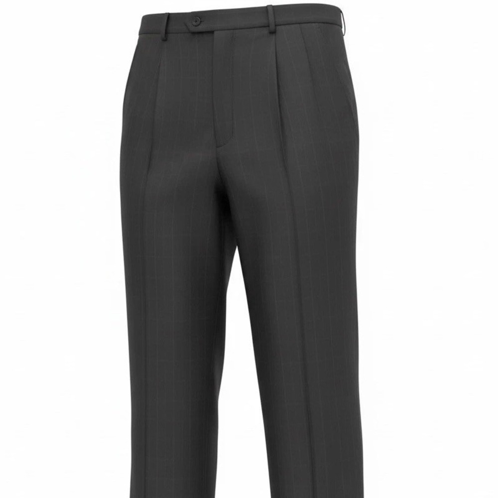 Pleated Pants Enrico Bertucci Mens 38X32 Black Cuffed Trousers Windowpane New